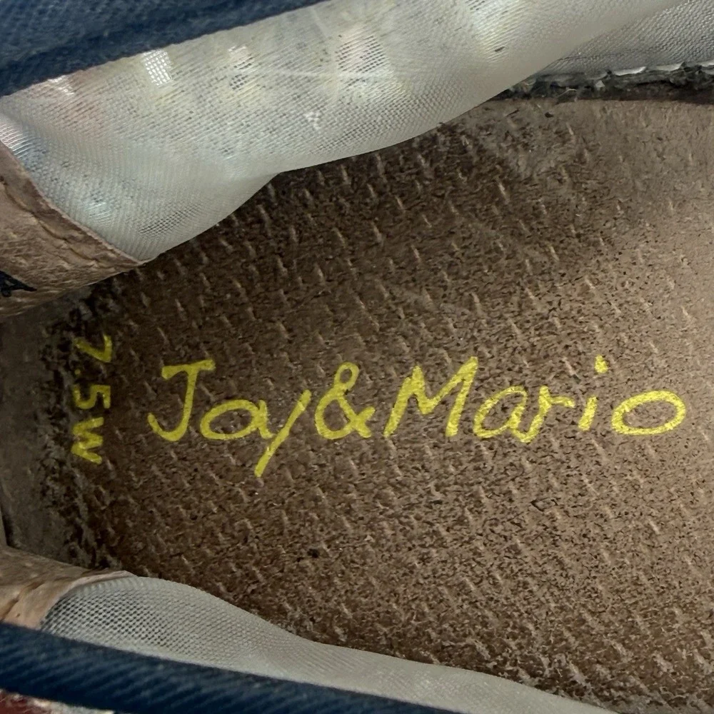 Joy & Mario Womens 7.5 Embroidered Espadrille Slip On Flats Navy Floral
